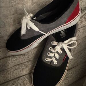 Vans Black and Gray Shoes with Red Detail